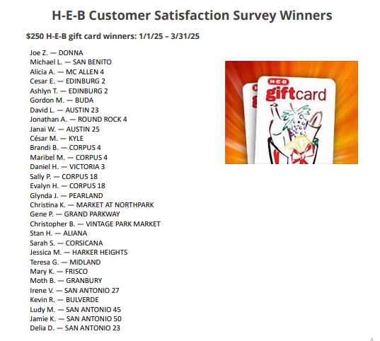 H‑E‑B Customer Satisfaction Survey Winners List 2025